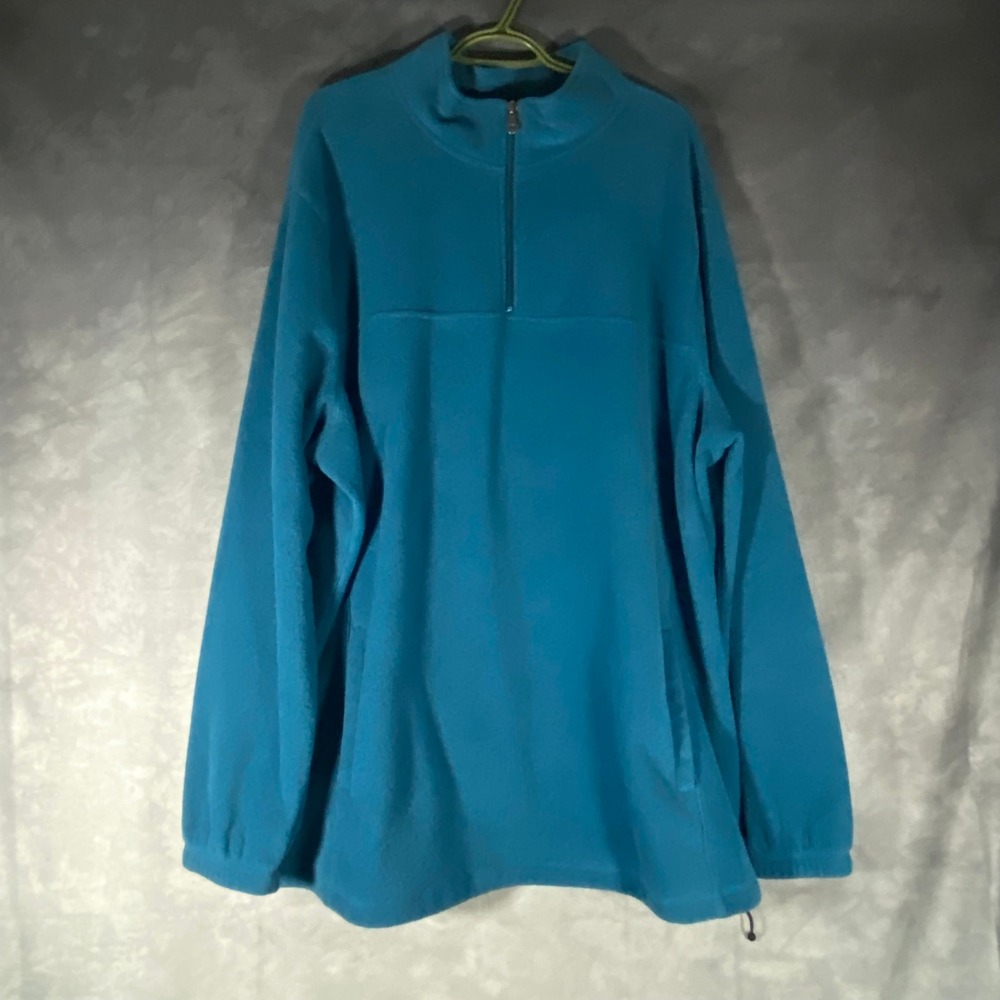 Croft & Barrow Women Teal Blue Quarter Zip Fleece Pullover 3XB Mock Neck Pocket